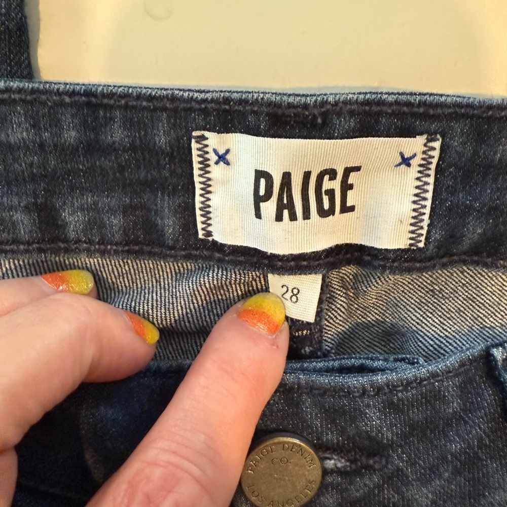 PAIGE WOMENS DARK WASH KYLIE CROP ANKLE JEANS SIZE 28 - Picture 3 of 9